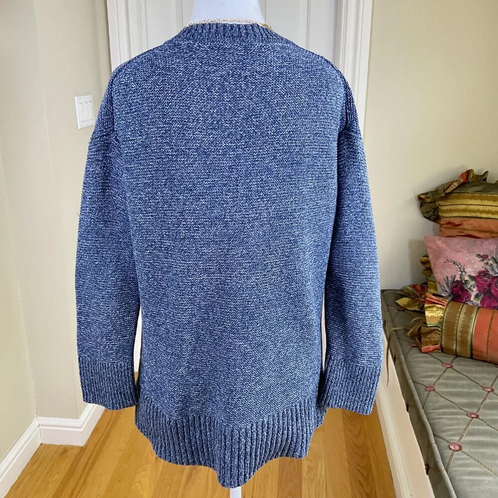 Everlane Sweater Cotton V-Neck Blue Marled (S)